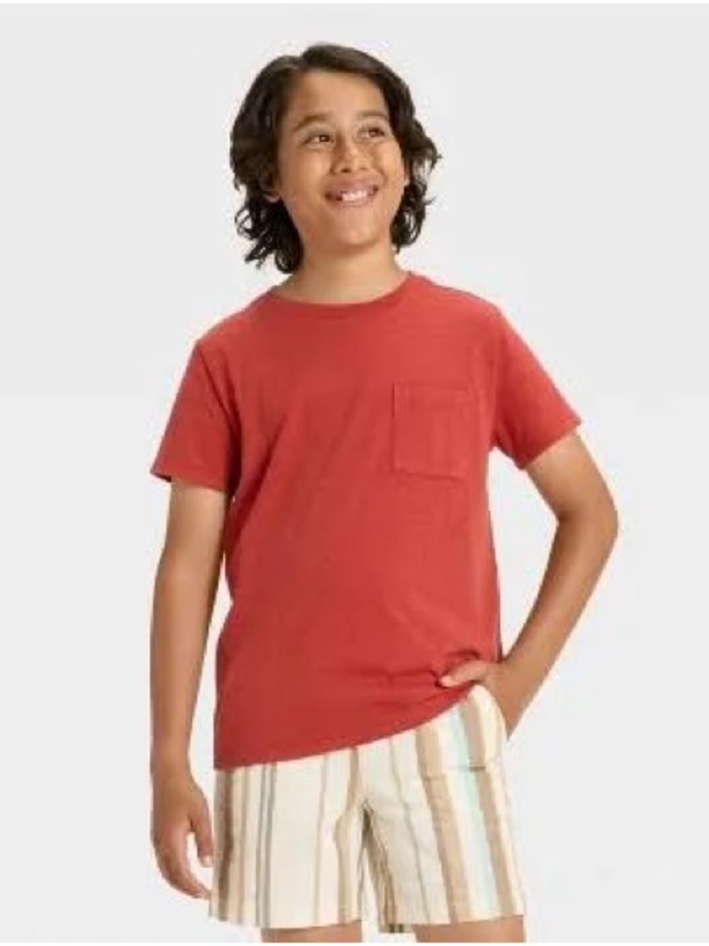 Cat & Jack Brick Red Short Sleeve Pocket Tee